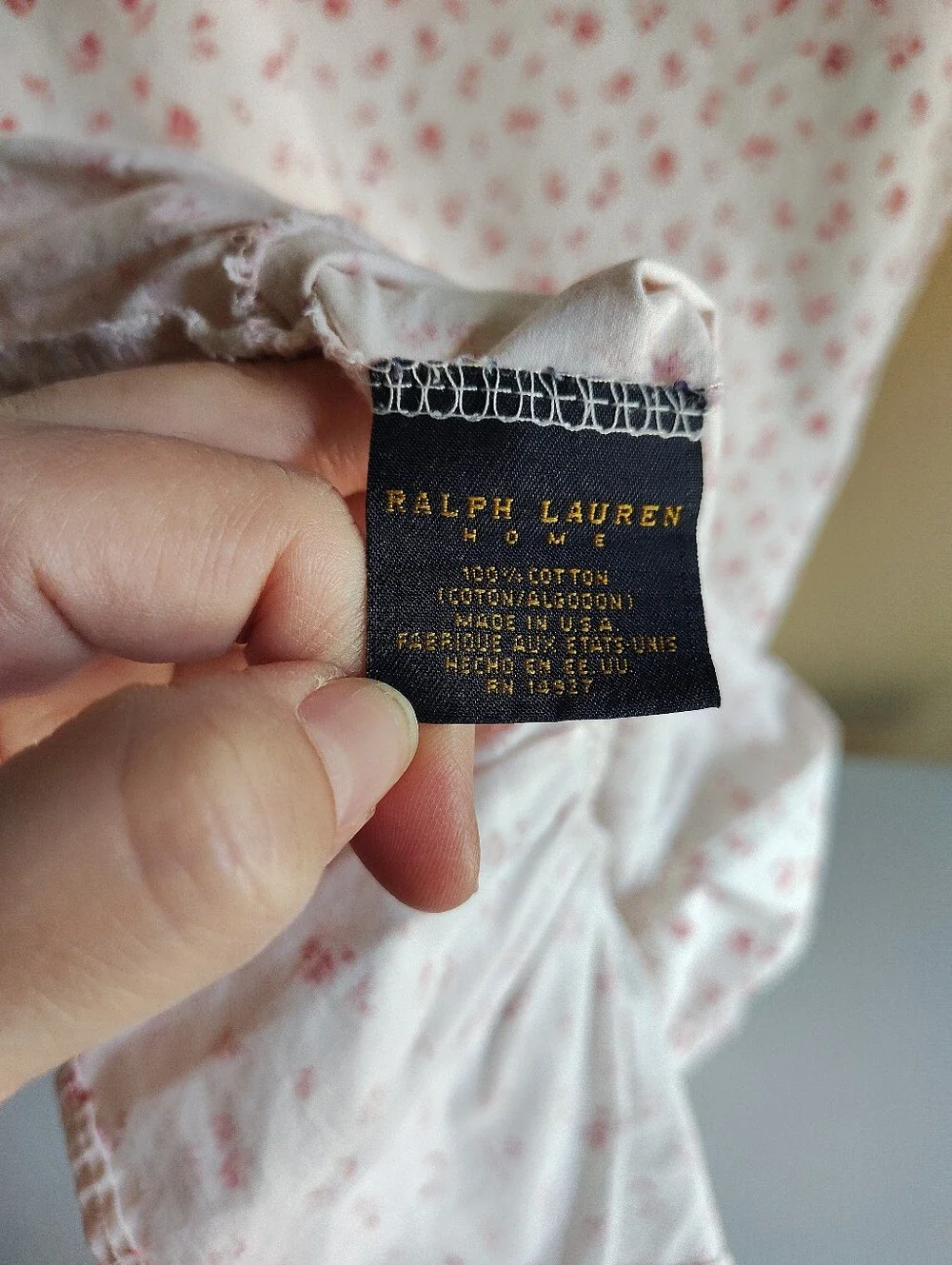 VTG Ralph Lauren Colchester Standard Pillowcase Red White Ditsy Floral Ruffle